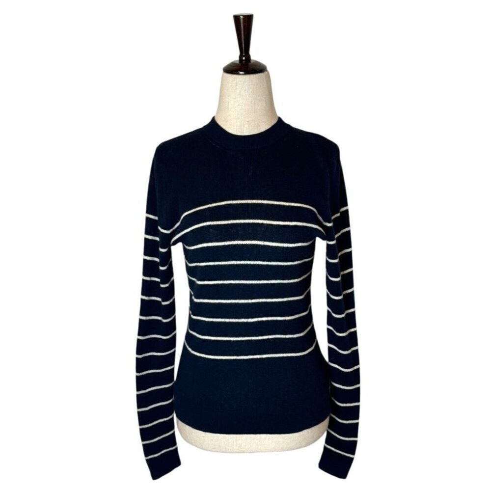 Nili Lotan Target Sweater Women XXS Blue White Striped Cashmere Blend‎ Pullover